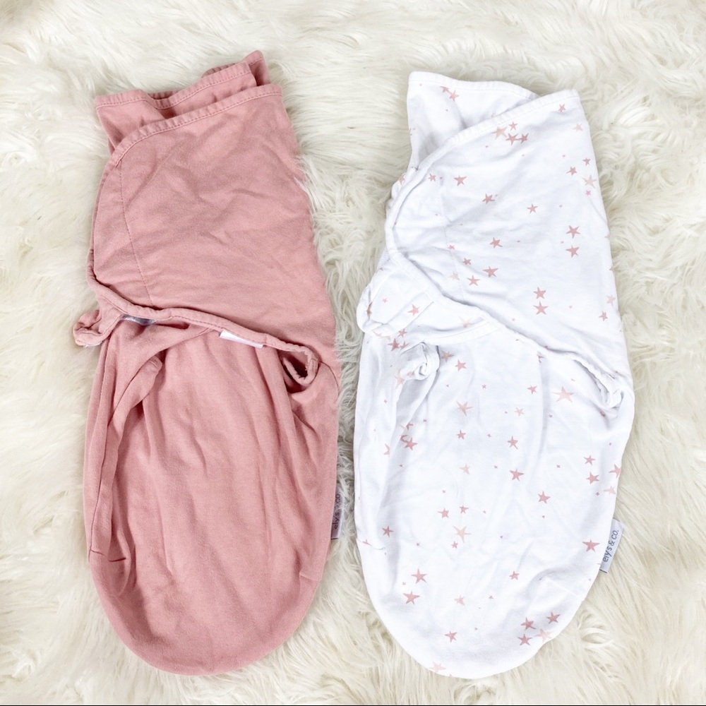 Ely’s and co bundle of 2 mauve swaddles Velcro